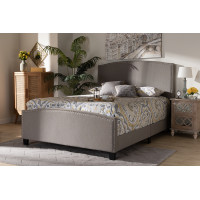 Baxton Studio Morgan-Grey-Queen Morgan Modern Transitional Grey Fabric Upholstered Queen Size Panel Bed